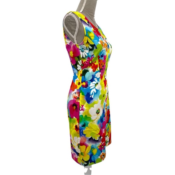 Love Moschino Floral Sheath Dress Bright Multicolor Print Office Cocktail Size 4 - Picture 7 of 16